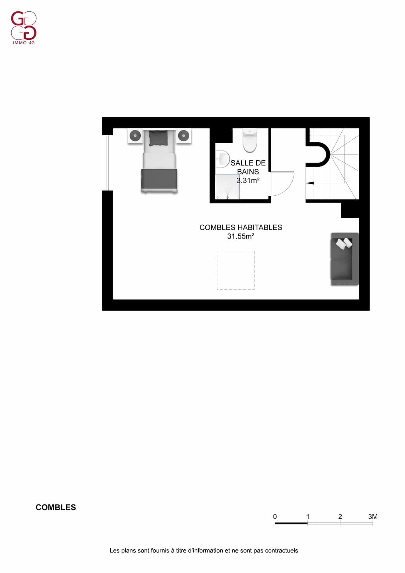 Un plan d'étage d'un petit appartement.