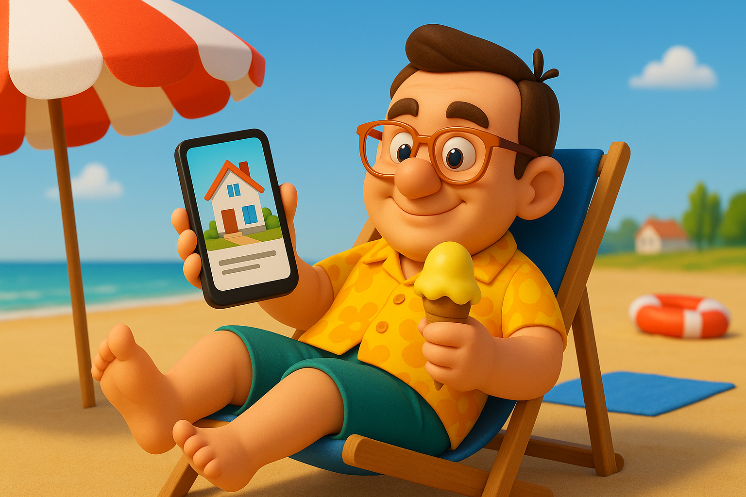 Homme sur chaise longue avec téléphone