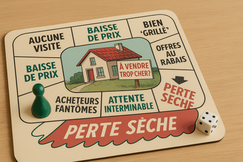 Plateau de jeu avec dés et pions